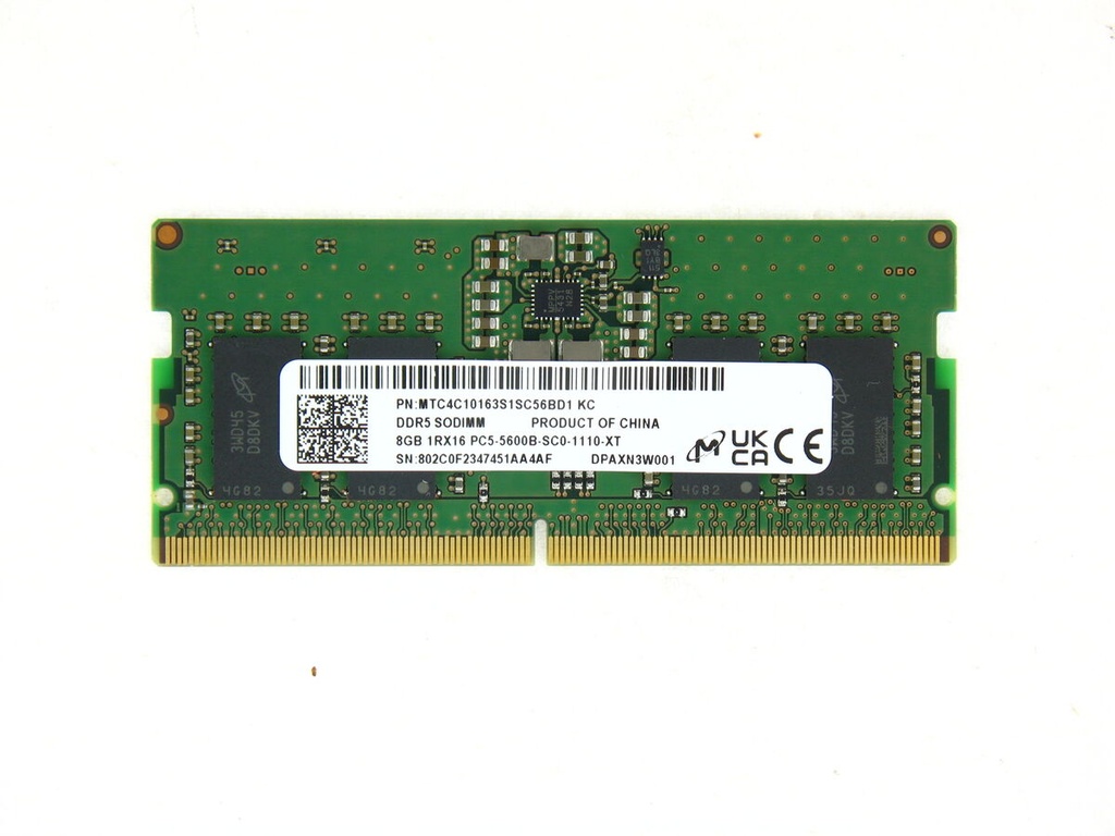 Memoria Ram Sodimm Micron 8GB DDR5 5600MT/s New Pull - MTC4C10163S1SC56BD1