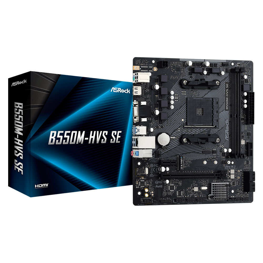 Motherboard ASRock B550M-HVS SE - micro ATX - AM4 - USB 3.2 Gen 1- Gigabit LAN, HD Audio