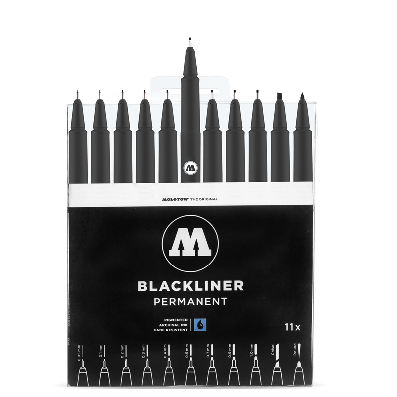 Set con 11 Estilografos Permanentes Blackliner   #485 - Molotov