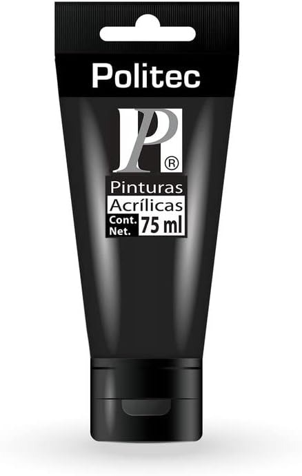 Pintura Acrílica Politec L-3000 Tubo Plast 75 Ml No 3002 Negro Intenso