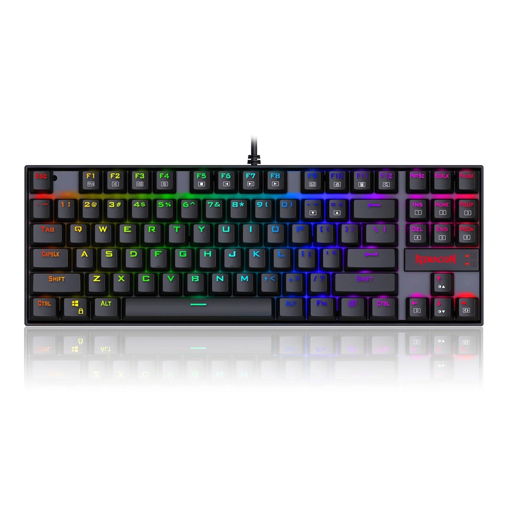 TECLADO MECANICO REDRAGON GAMING KUMARA USB NEGRO RGB TKL, SWITCH RED K552RGB-1