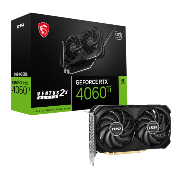 Tarjeta de video MSI RTX 4060 TI OC, Ventus 2X 8GB, 912-V512-007