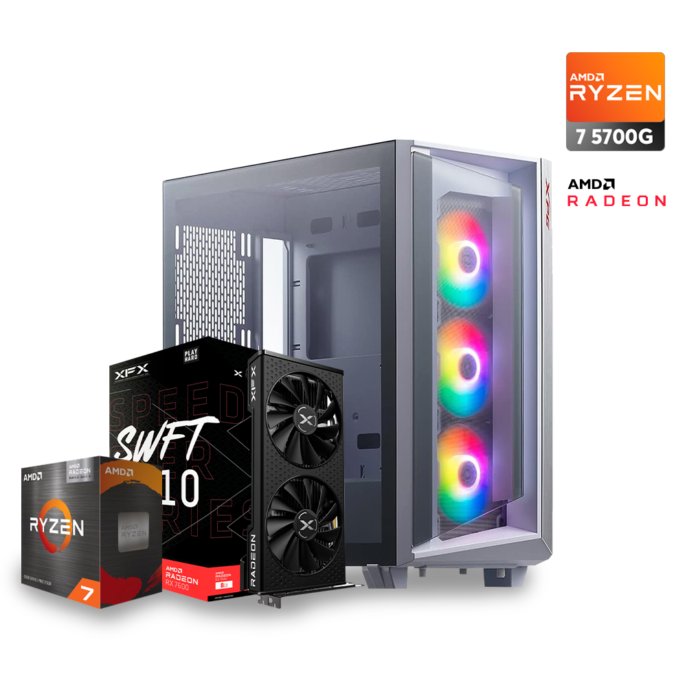 Pc Saiyajin Fase 2, Ryzen 7 5700G, RX 7600 8GB, DDR4 32GB, M.2 512, 700W 80+