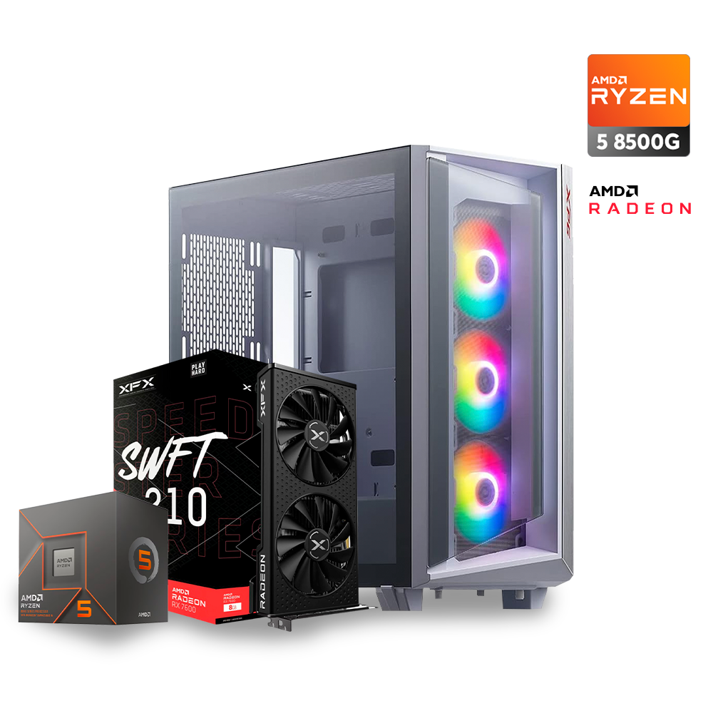 Pc Saiyajin Fase 3, Ryzen 5 8500G, RX 7600 8GB, DDR5 32GB, M.2 512GB, 700W 80+