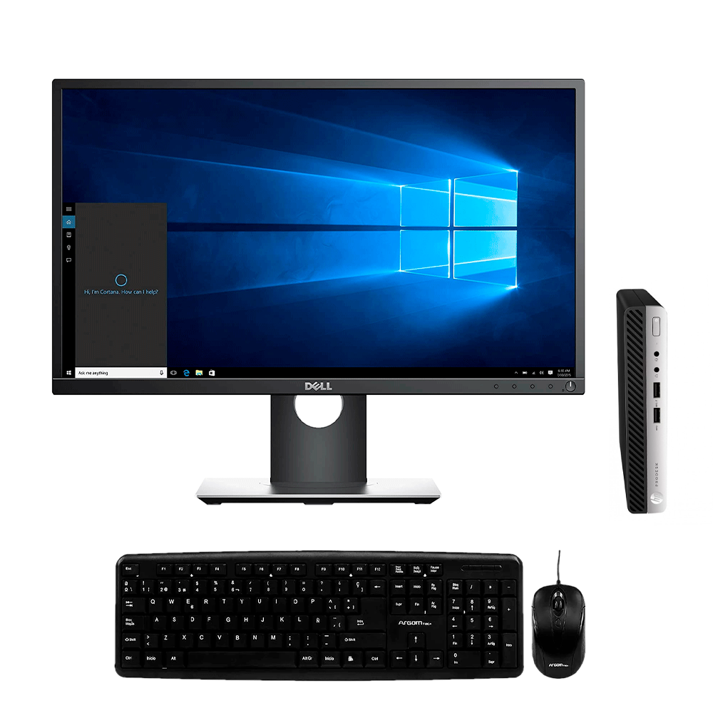 Kit mini pc HP 400 G4 i5 8th, Ram 8GB, SSD 256GB + Monitor 23&quot;+ teclado y mouse RF