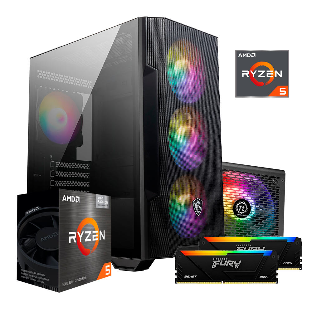 PC POTATO MAG, Ryzen 5 4600G, Graficos Vega 7, 16GB 3200Mhz RGB, SSD 240GB, A520, 500W RGB