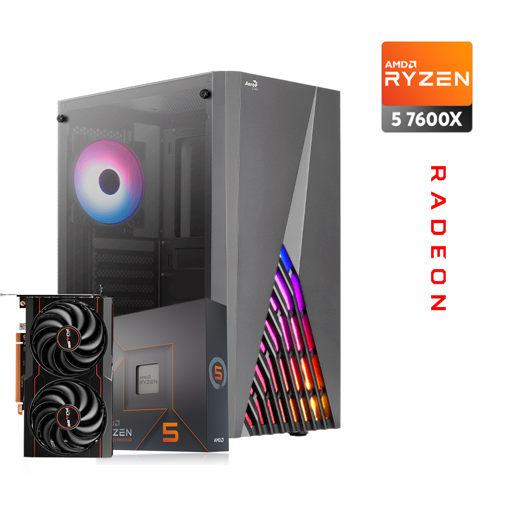 Pc Delta X Ryzen 5 7600X, RX 6600 8GB, DDR5 16GB, M.2 250GB, 550W 80+ Bronce