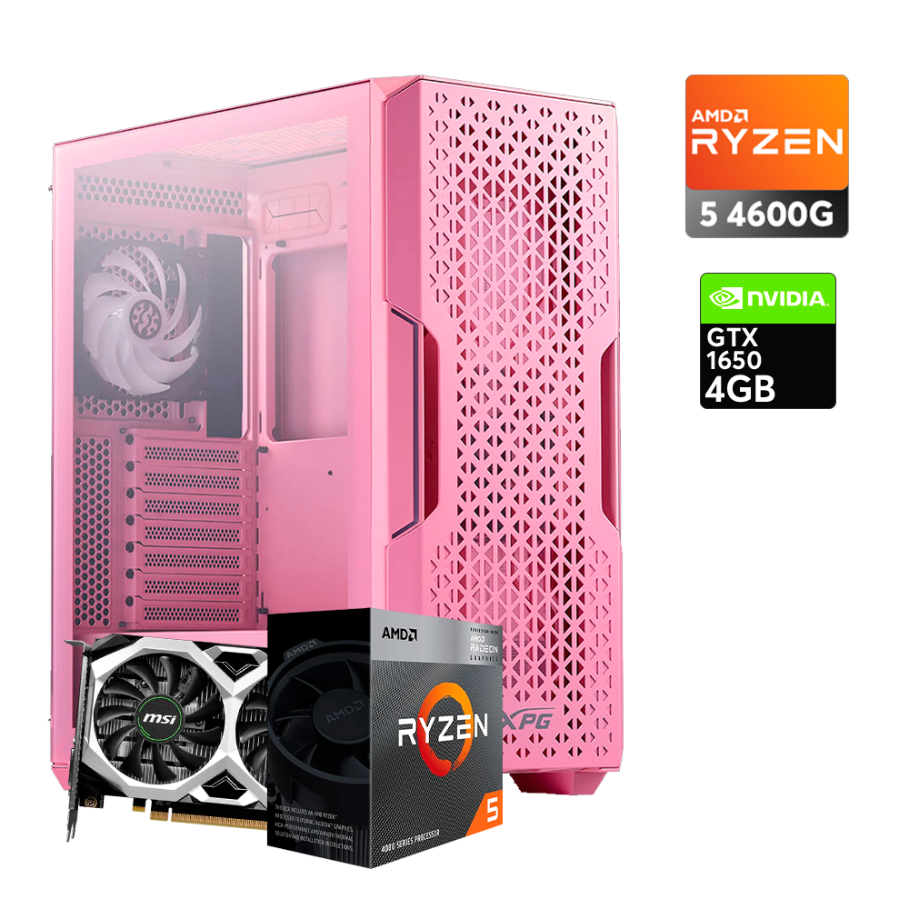 Pc Pink Ryzen 5 4600G, GTX 1650 4GB, DDR4 16GB, M.2 256GB, 550W 80+