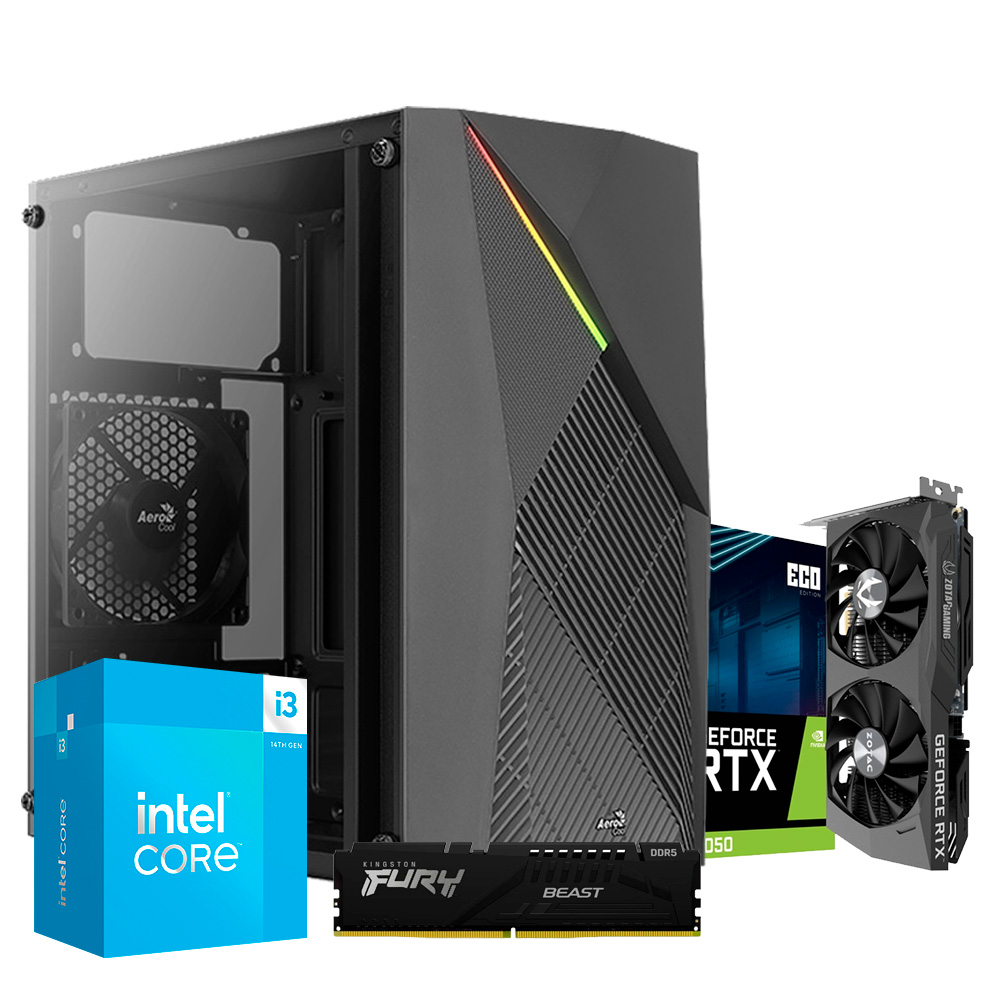 PC GAMING NOW, Intel i3 14100, RTX 3050 8GB, 16GB DDR4,  256GB,500W