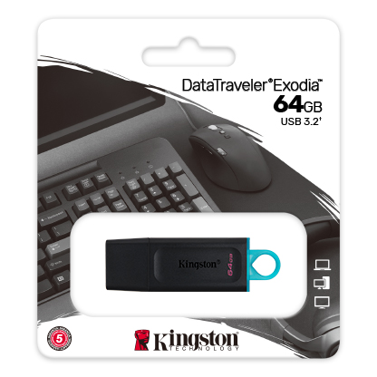 Memoria USB Kingston 64GB USB 3.2 Gen 1  Exodia Black  Teal DTX/64GB