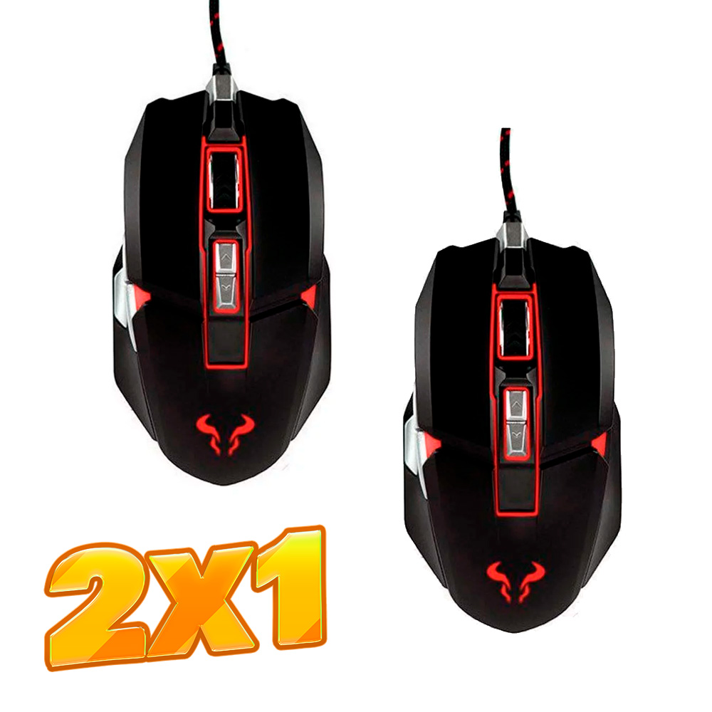 2x1 Mouse Gaming Riotoro Aurox Black Prism RGB, 10,000 DPI, Optical USB