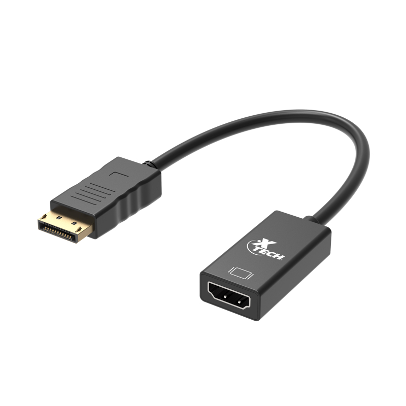 ADAPTADOR XTECH, DISPLAYPORT MACHO A HDMI HEMBRA HDMI, RESOLUCION 4K x 2K, LOG 20 CM, XTC-378