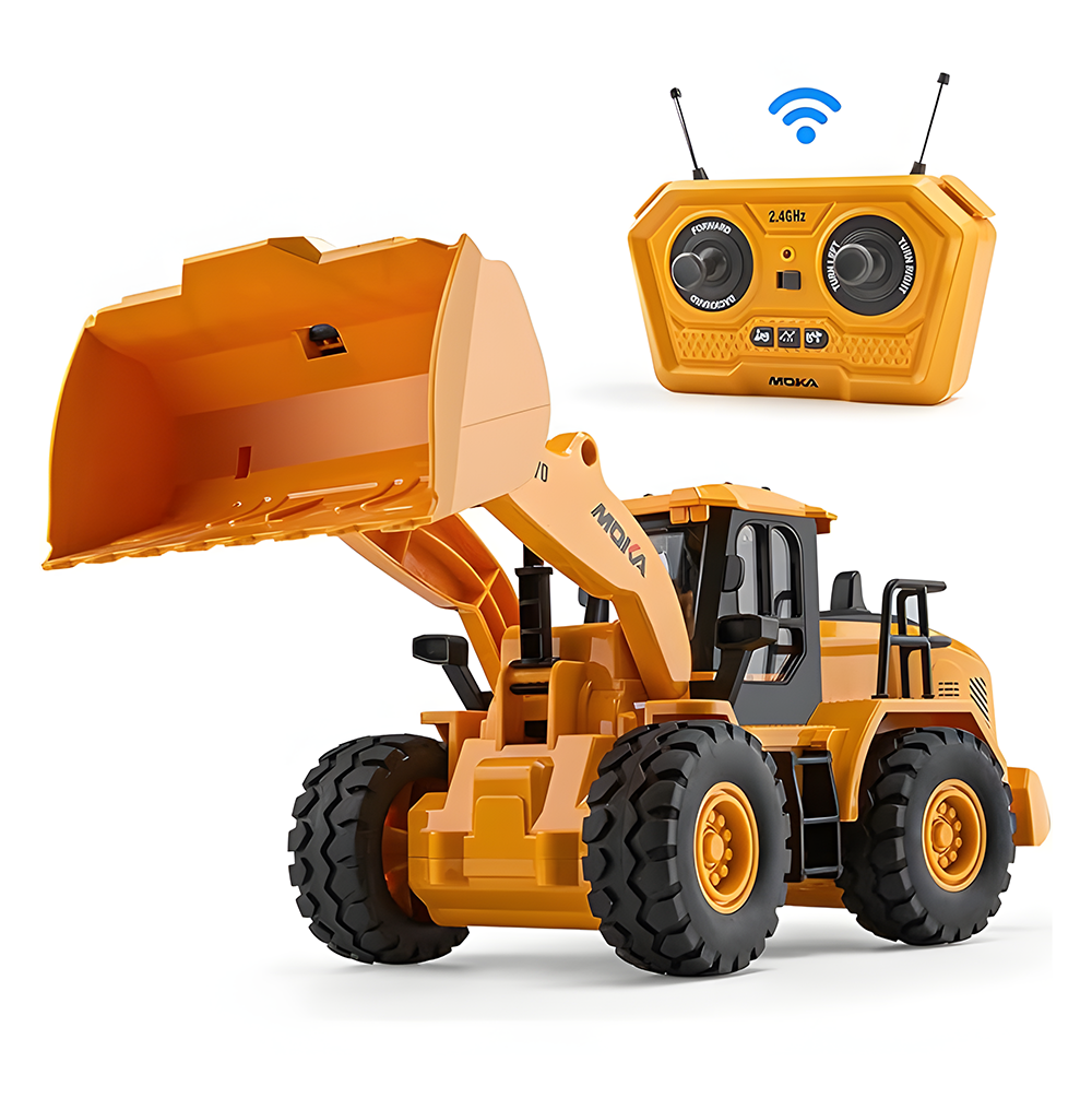 Bulldozer Excavadora Pequeña, MOKA RC 2.4Ghz - Recargable - Amarilla - juguetes 2408-097TY