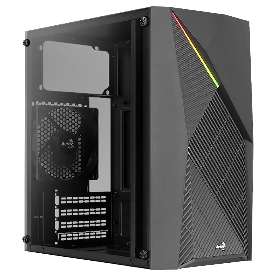 Case AeroCool Raider, Vidrio templado RGB, Mini-G-BK-v1