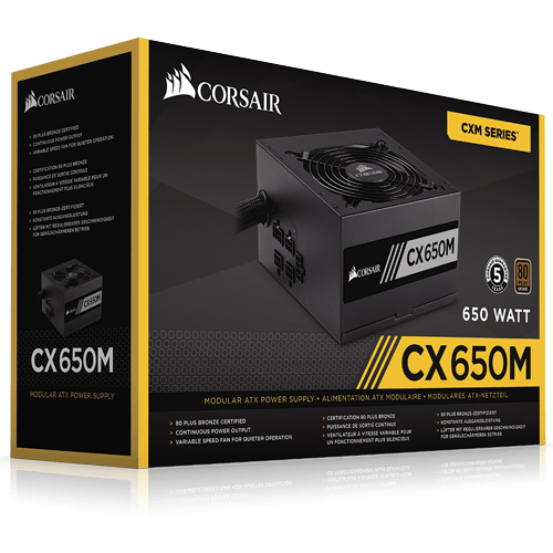 Fuente de Poder CX650M 80 plus Bronce Semi-Modular Corsair