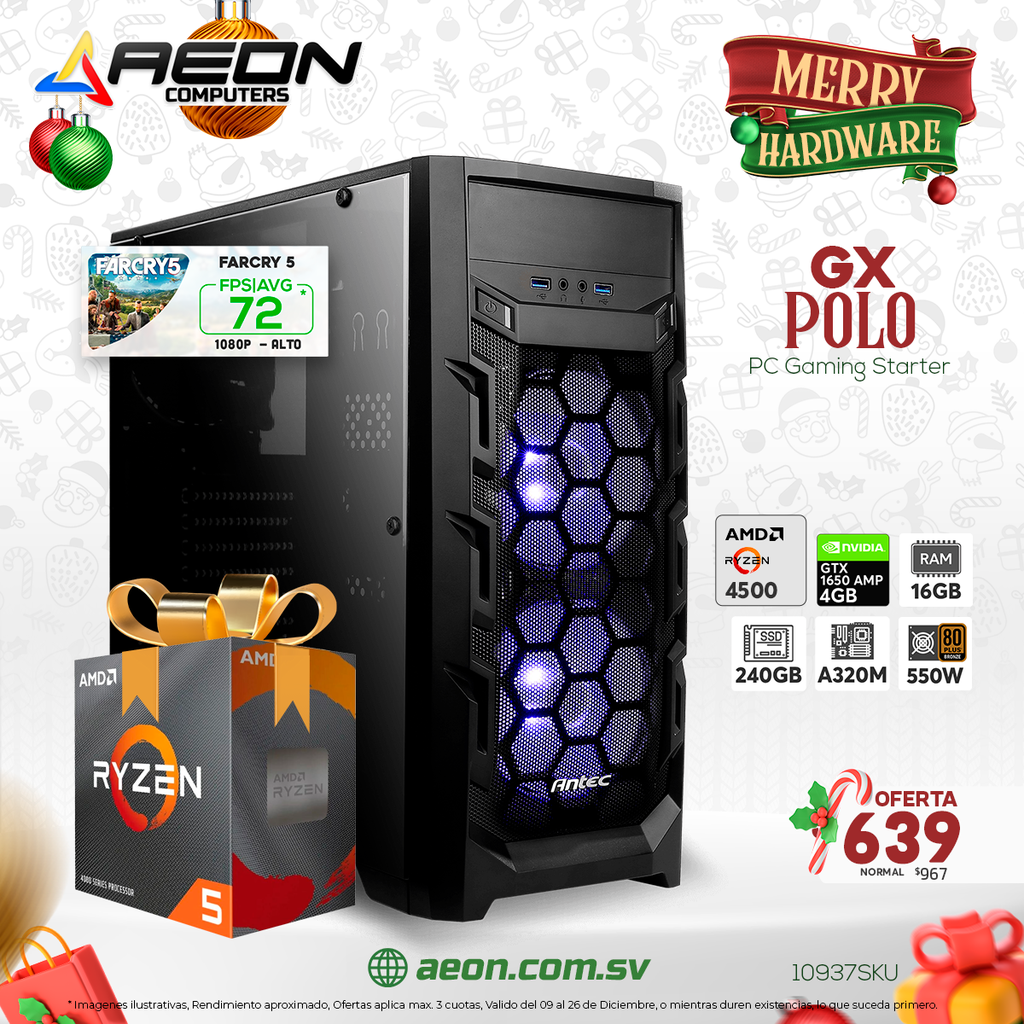GX POLO Ryzen 5 4500, GTX 1650 AMP, 16GB DDR4, 240 SSD