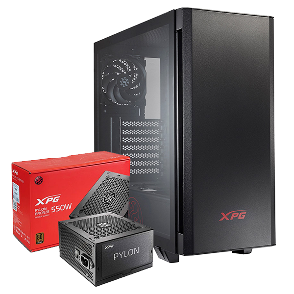 Kit Case + Fuente XPG Invader con fuente de 550W 80+