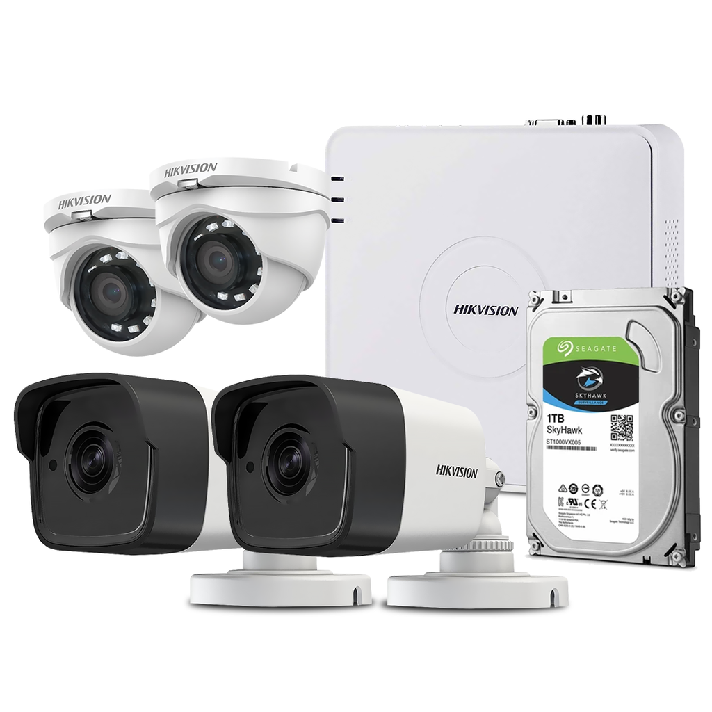Kit de Vigilancia DVR 4CH + 4 Cámaras, 1TB HDD, Fuente, Video Balums