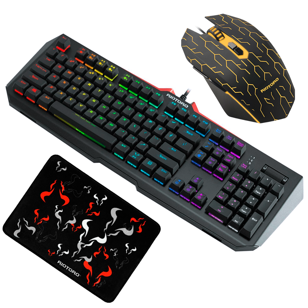 KIT Riotoro Teclado Mecánico, Mouse Gaming Y Pad