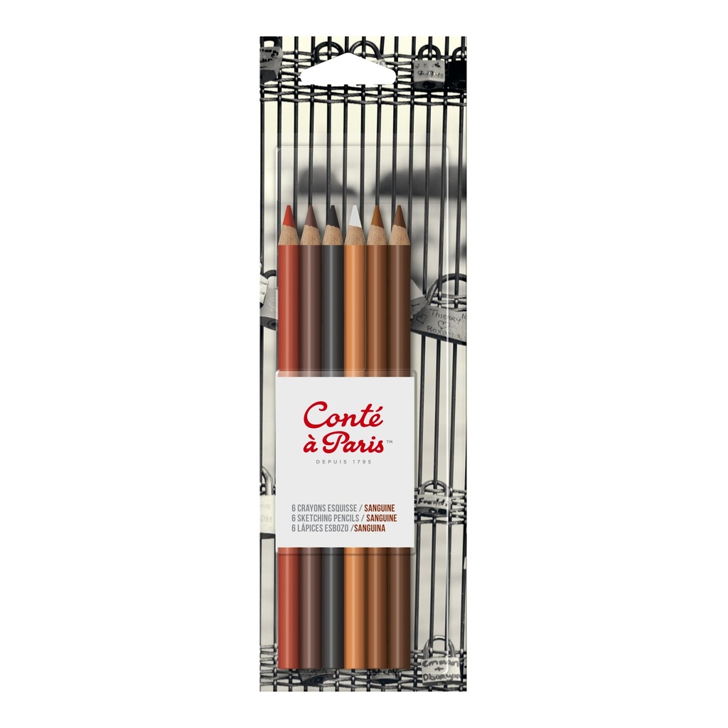 Lapices para dibujo Blister Con 6 Pastel Sanguinea