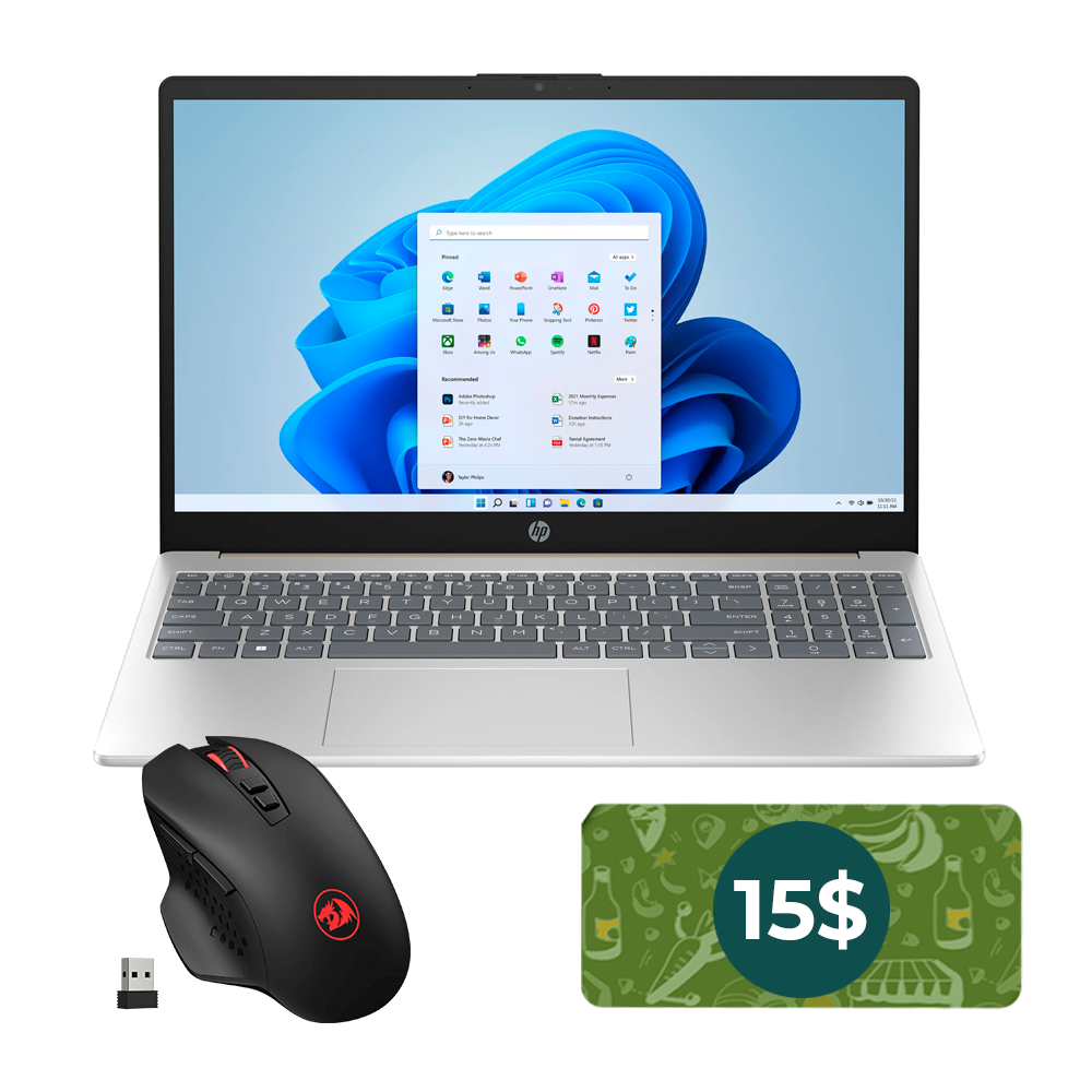 Laptop HP modelo 15-fc0008la 15.6" Ryzen 5 7520U, DDR5 8GB, 512GB SSD, Blue W11+ Mochila 80M35LA#ABM