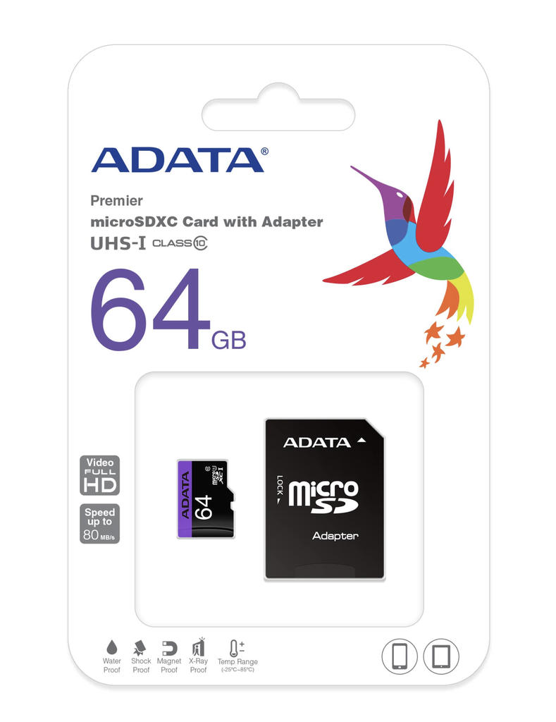 Memoria Micro SD ADATA 64GB Premier microSDHC/SDXC UHS-I Class10 AUSDX64GUICL10-RA1