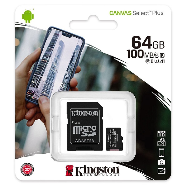 Memoria Micro SD Kingston 64GB C10 CANVAS Select plus SDCS2/64GB