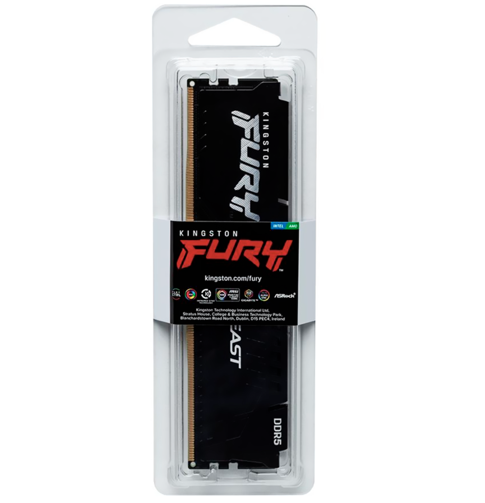 Memoria Ram Kingston Fury 16GB DDR5 4800MTs CL38 DIMM Beast Black KF548C38BB-16