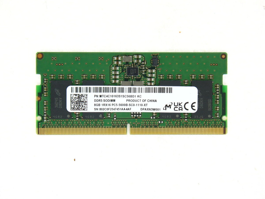 Memoria Ram Sodimm Micron 8GB DDR5 5600MT/s New Pull - MTC4C10163S1SC56BD1 OEM