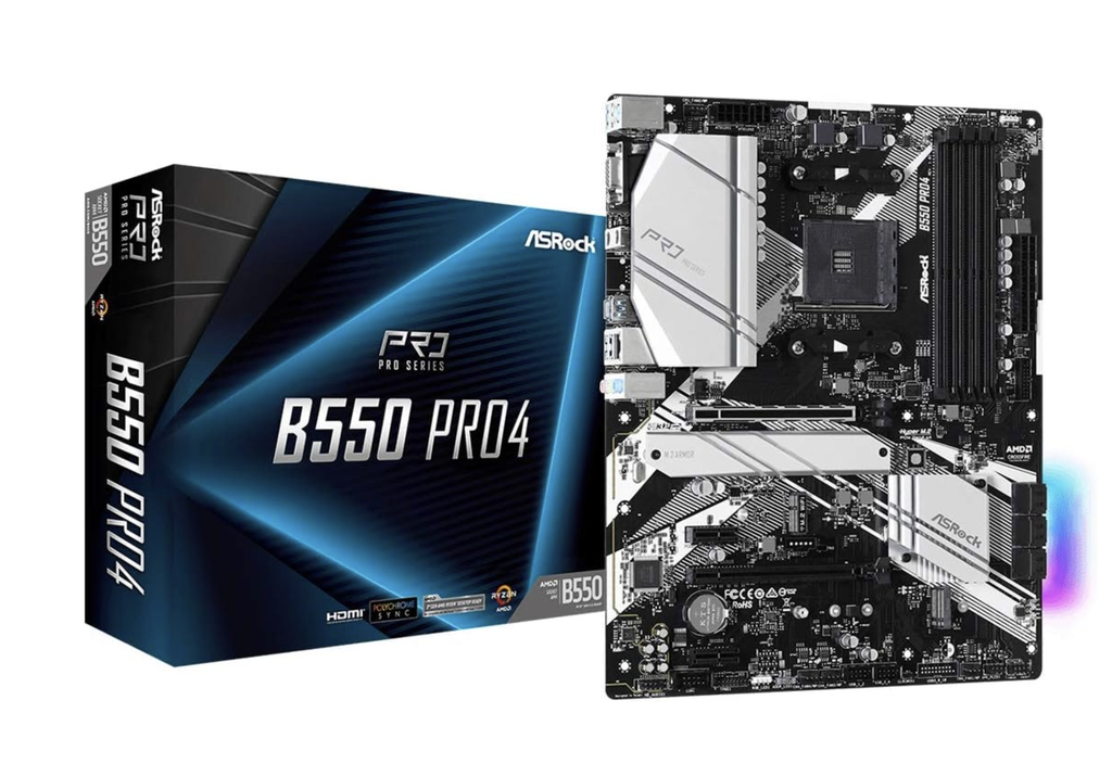 Motherboard ASRock B550 PRO4 Admite la placa base de procesadores AMD Ryzen™ de 3ª generación AMD AM4 Ryzen™ / Future AMD Ryzen™ ‎
