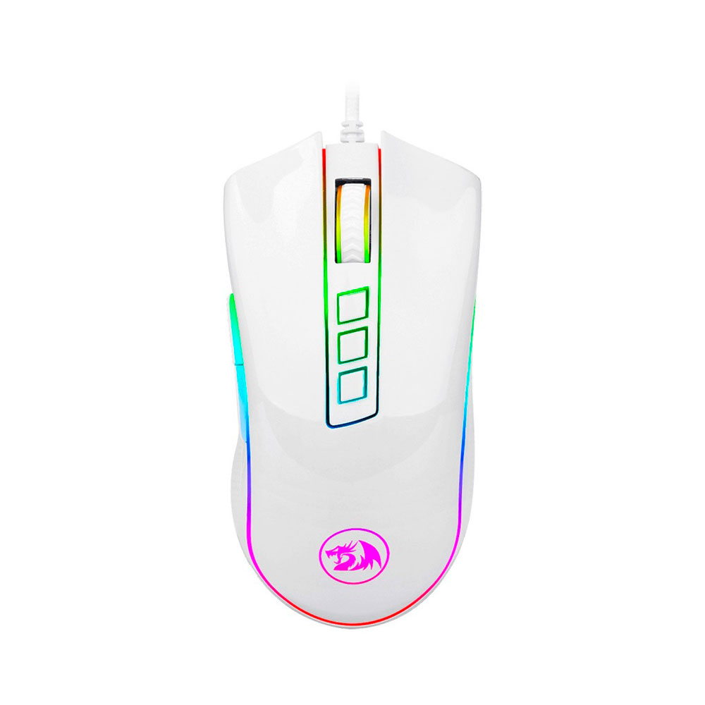 Mouse Gaming Redragon M711W- Blanco FPS COBRA FPS, Sensor Pixart P3360 10,000DPI RGB Chroma, 8 Botones programables