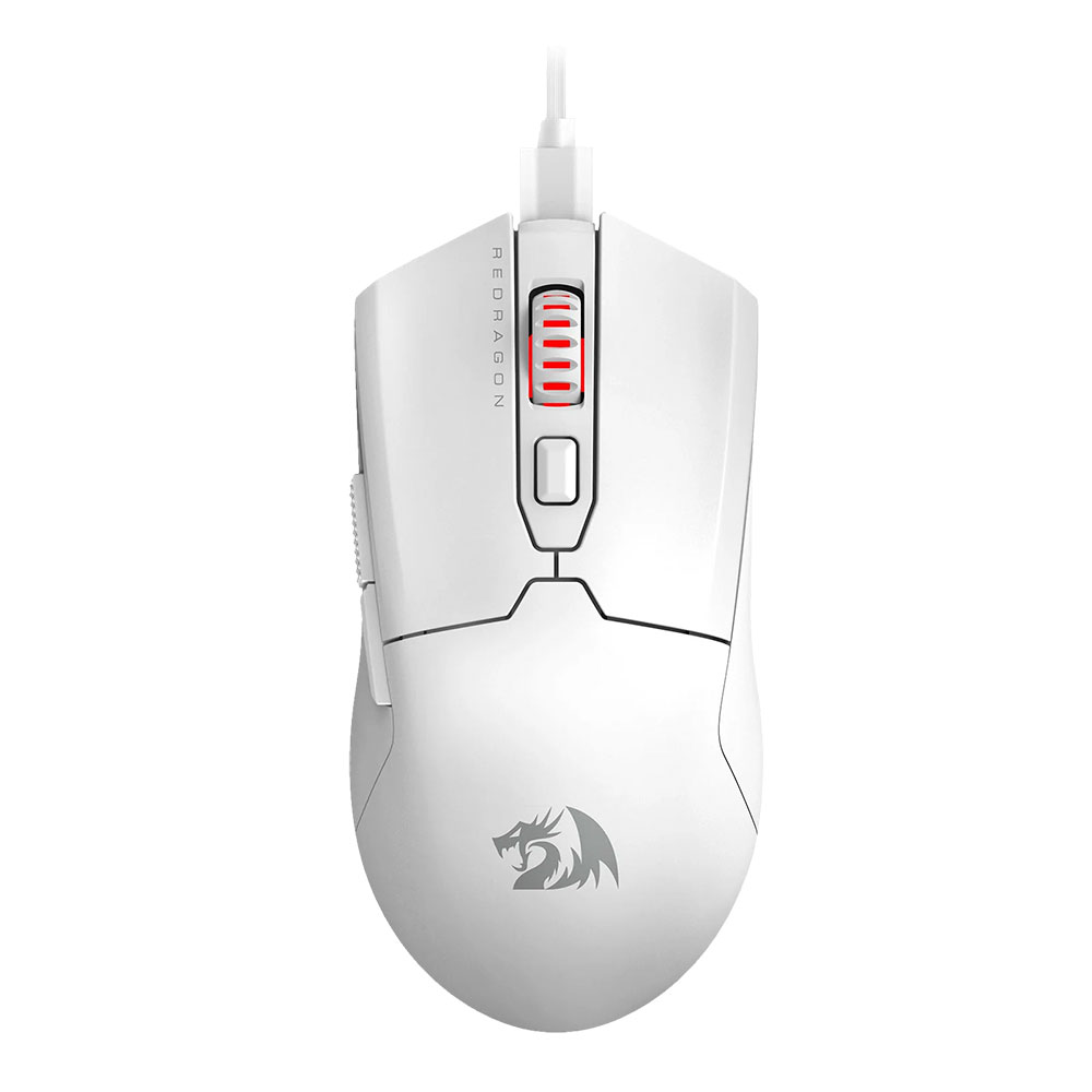 Mouse Redragon FYZU Blanco, M995W, 50-26000 Dpi, 6 botones, 51grms, SENSOR PAW2395, USB