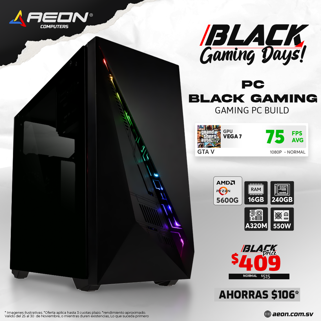 Pc Black Gaming Ryzen 5 5600G