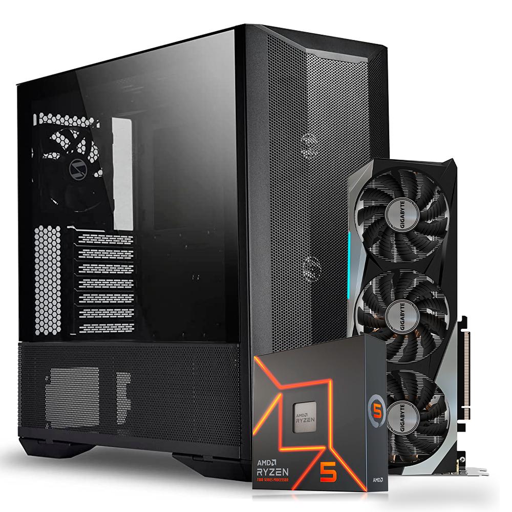 PC COOL MESH II, Ryzen 5 7600x, 16GB DDR5, 512GB M.2, RTX 3070 8GB, FrigusAir A400, PSU 750w 80+Bronce
