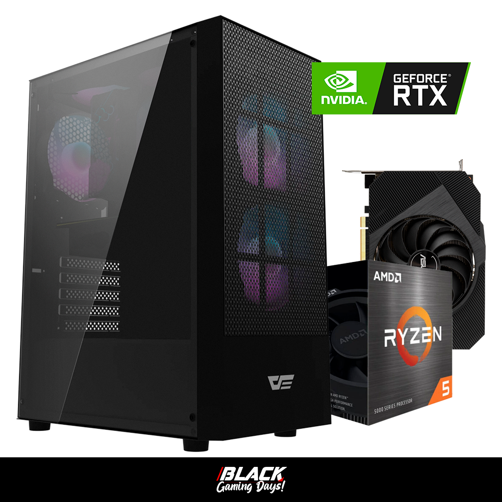 PC Dark ZEN, Ryzen 5 5500, 16GB 3600Mhz, 1TB M.2, RTX 3050 8GB, B450M, 750W 80+