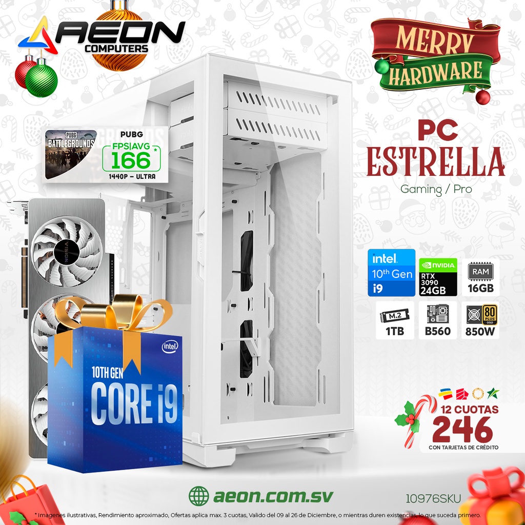 PC Estrella i9 - 10900, RTX 3090 24GB, 1TB M.2, 16GB DDR4.