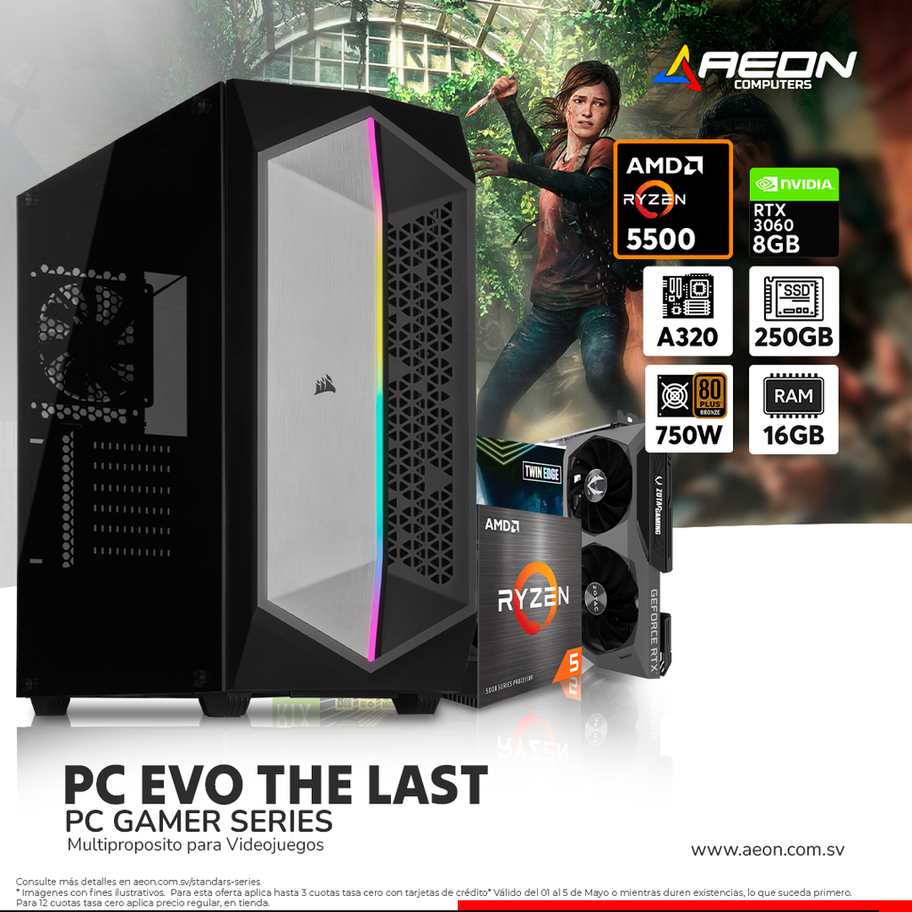 PC EVO THE LAST RYZEN 5 5500, RTX 3060 8GB, SSD 250GB, DDR4 16GB