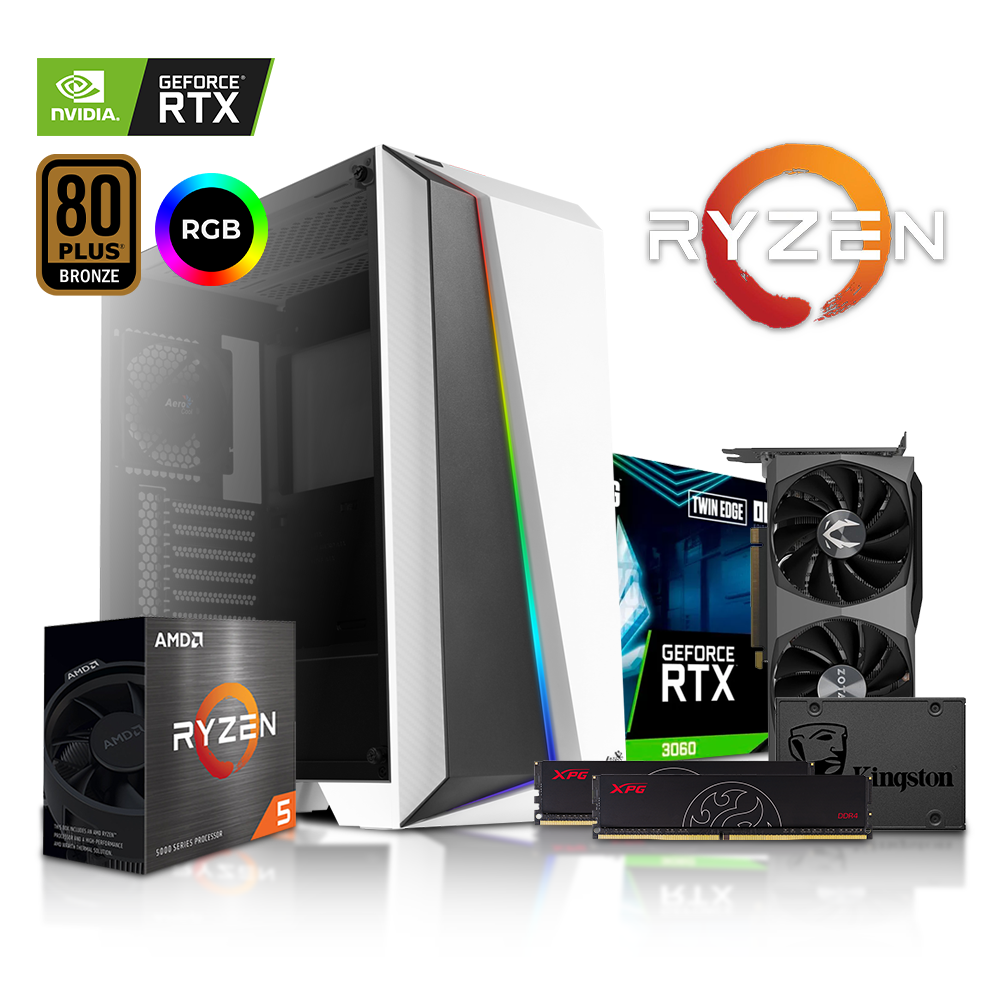 Pc Gamer CYLON X, Ryzen 5 5600X, 16GB DDR4, SSD 480GB, RTX 3060 12GB, Cylon Pro RGB, 750W 80+