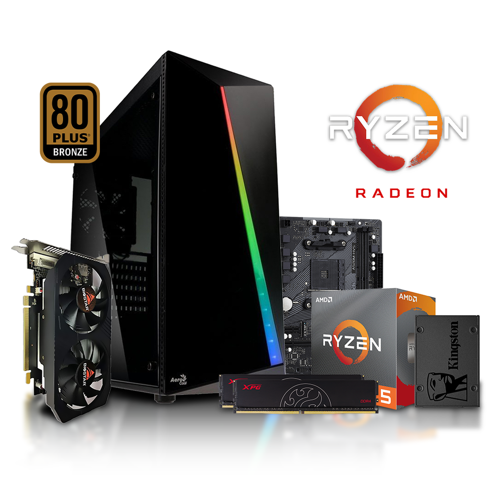 PC Gamer SHARD ZEN, Ryzen 5 3600, 16GB DDR4, SSD 240GB, RX560 4GB, Temp Glass, 450W 80+