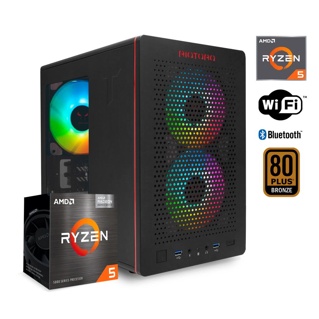 PC Mini Zen RIO, Ryzen 5 5600G, 16GB DDR4, M.2 512GB, Vega 7, WiFi, Bluetooth, 550W 80+