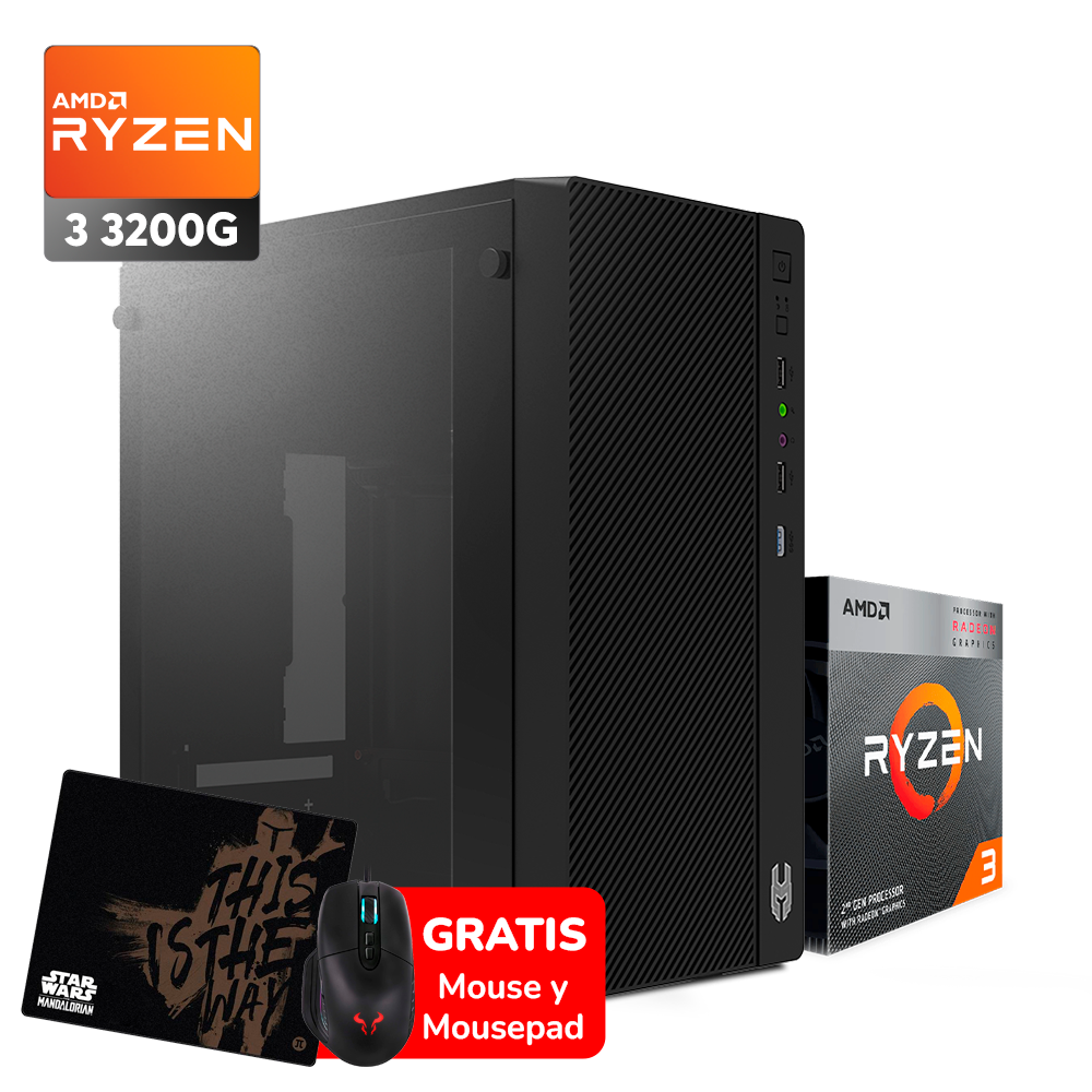 PC POTATO BLACK, Ryzen 3 3200G, 16GB DDR4, 240GB, 500W + Gratis Mouse y pad (copy)