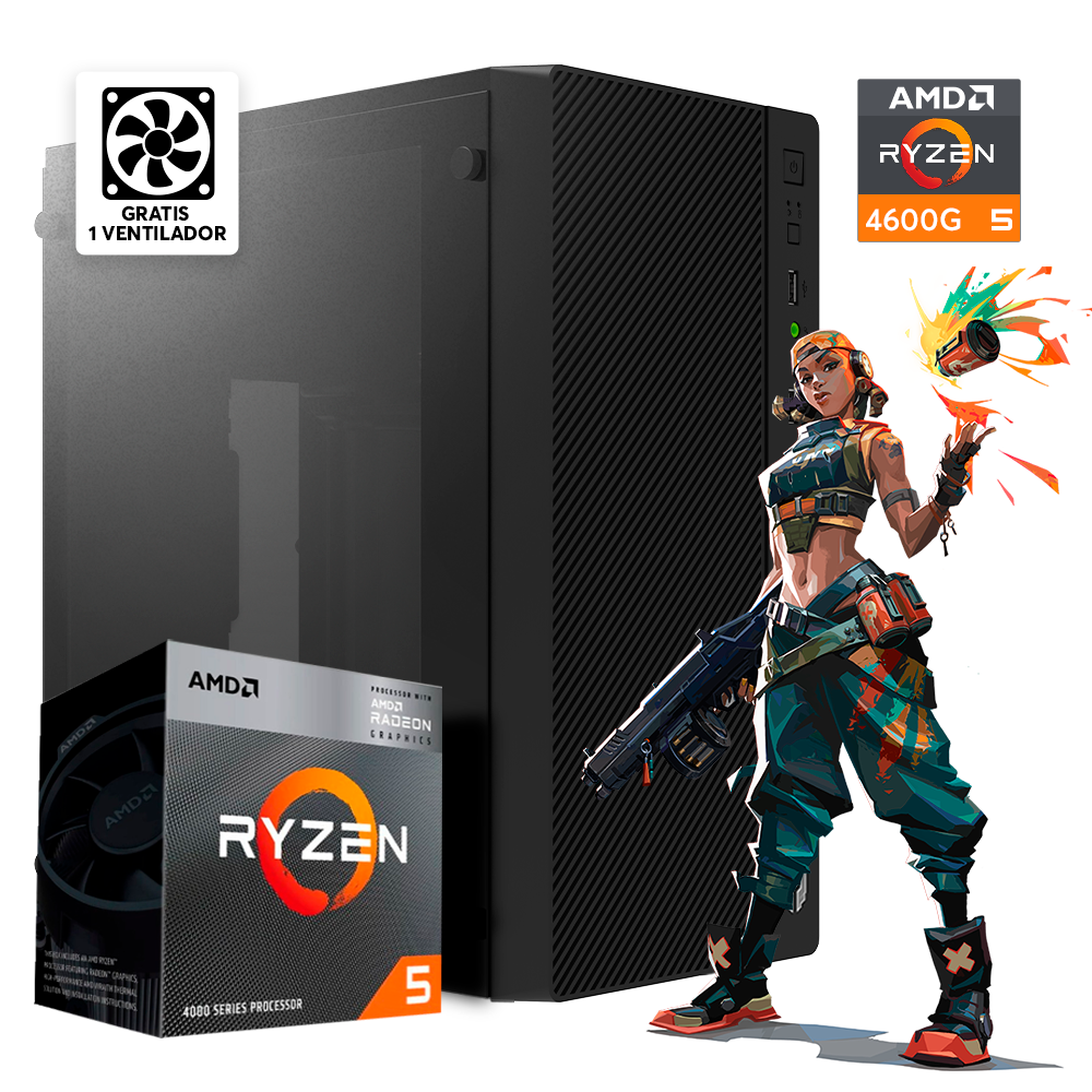 PC POTATO. Ryzen 5 4600G, Vega 7, 16GB DDR4 RGB, SSD 256GB, 500W, 1 FAN