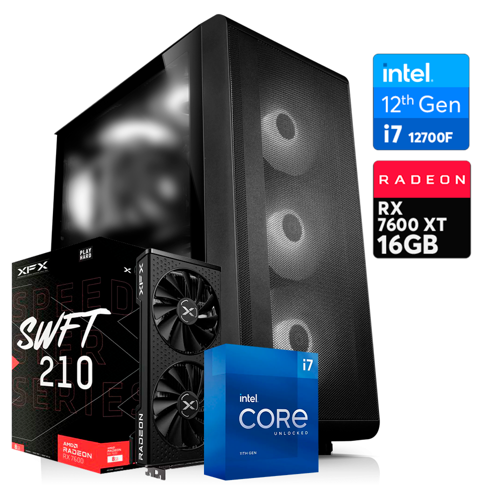Pc S200 TG intel i7 12700F, RX 7600 XT 16GB, DDR4 64GB, M.2 1TB, AIO 240 MM, 750W 80+ Bronce