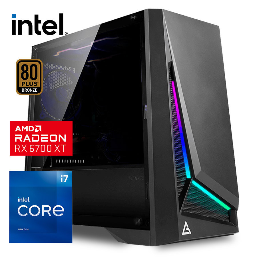 PC SILVER i7 11700, 16 DDR4, 960 GB SSD, RX 6700 XT, DP301M, 700W 80+ Bronce