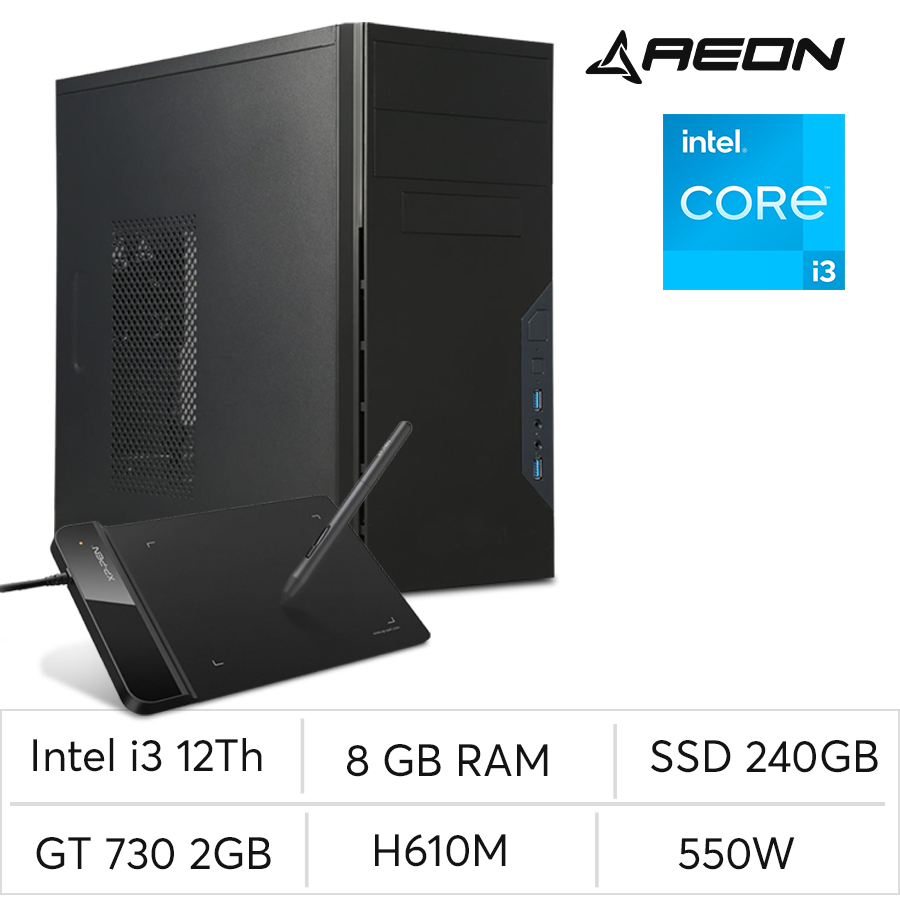 PC Standard Design - i3 12100F, 8GB DDR4, 240GB SSD, GT730 2GB - Gratis Tableta XP PEN
