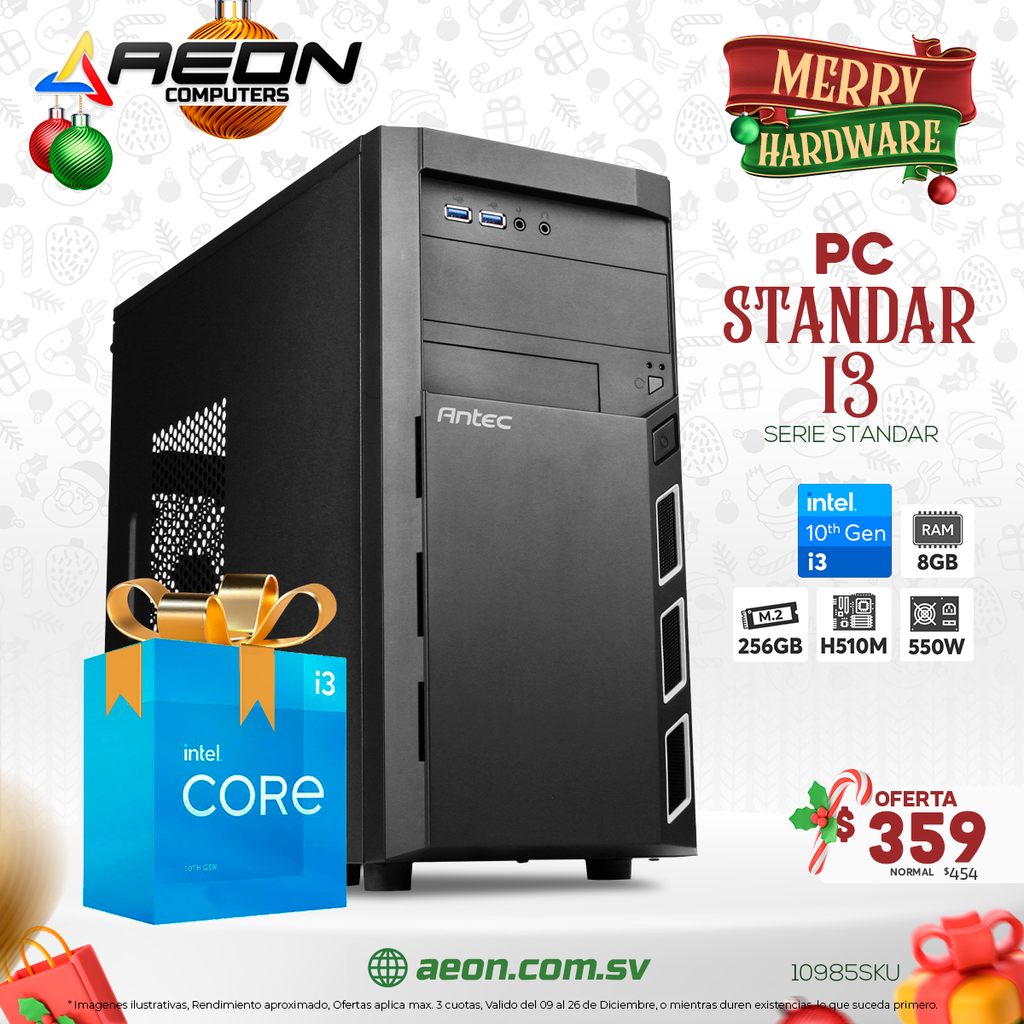 Pc Standar i3 10th, 256GB M.2, 8GB RAM
