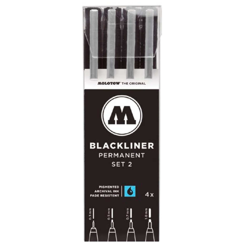 Set 2 Basico con 4 Estilografos Permanentes Blackliner #487 - Molotov