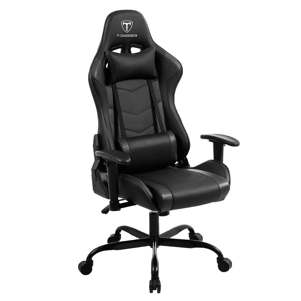 Silla Gamer T-Dagger Mustang - Negro Base Metalica - Descansa-brazos ajustables - Reclinable T-TC700BK