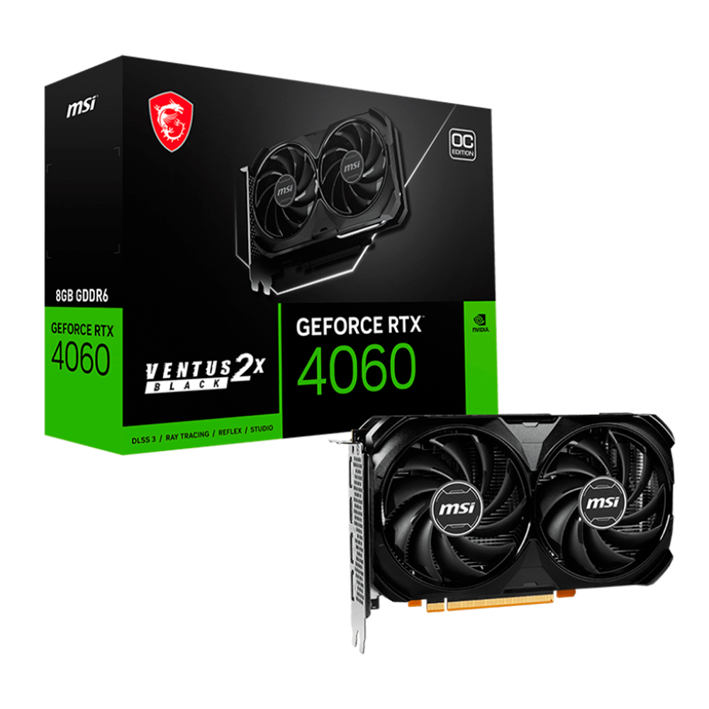 Tarjeta de Video MSI RTX 4060 Ventus 2X Black 8GB OC - 912-V516-209