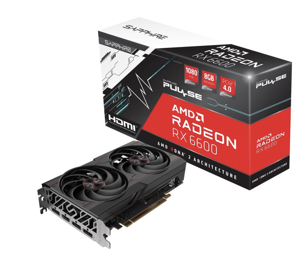 TARJETA DE VIDEO PULSE AMD Radeon™ RX 6600 8GB GDDR6 PCI-Express 4.0 x8 1x HDMI  3x DisplayPort